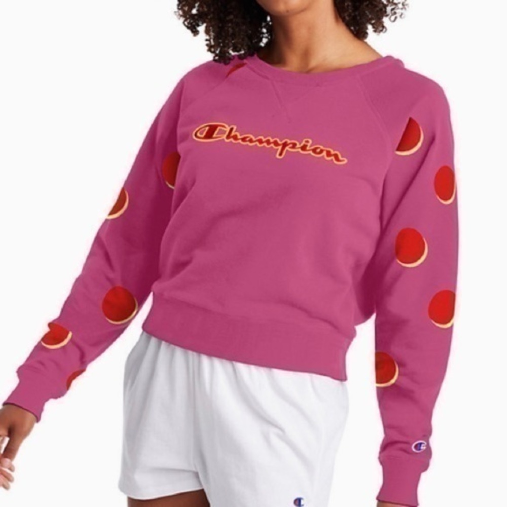 NWT Champion Campus french terry crew neck sweatshirt peony pink XL